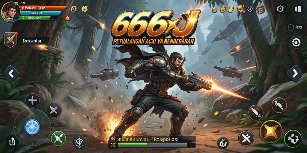 Tampilan gameplay mendebarkan dalam 666J dengan aksi tanpa henti.