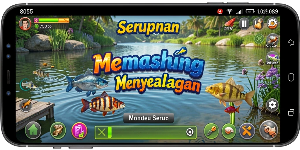 Screenshot 8055 menunjukkan aksi menangkap ikan yang seru.