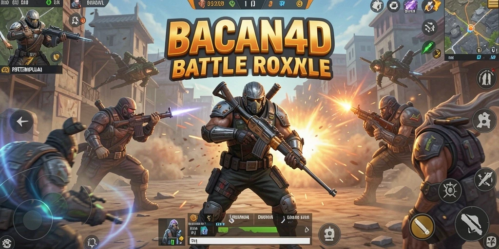Gameplay intens BACAN4D di tengah pertempuran Battle Royale.