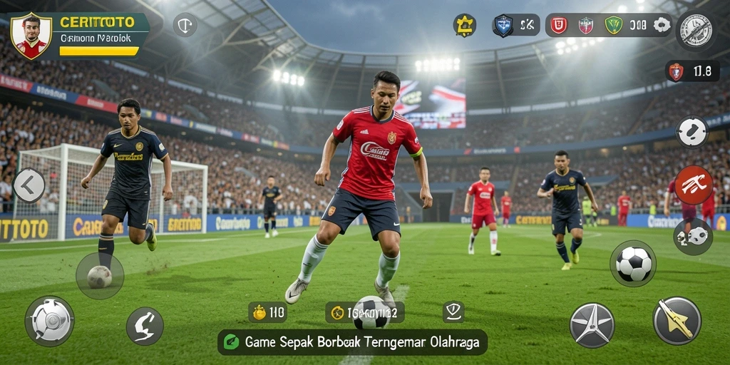 Tampilan gameplay CERITOTO yang mendebarkan dan penuh aksi sepak bola.