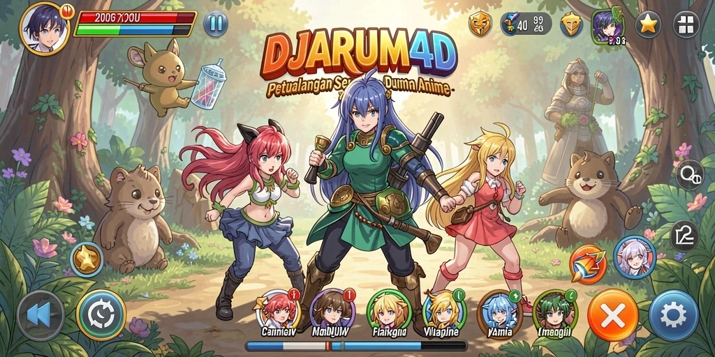 Screenshot gameplay DJARUM4D yang menunjukkan karakter Anime dalam pertempuran.