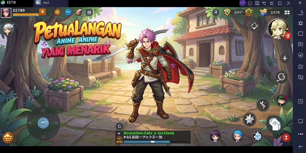 Screenshot gameplay EE789 menampilkan aksi seru dengan karakter Anime.