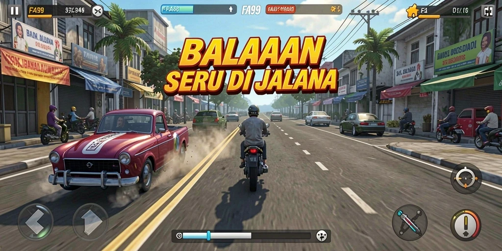 Tampilan menarik dari gameplay balapan yang mendebarkan.