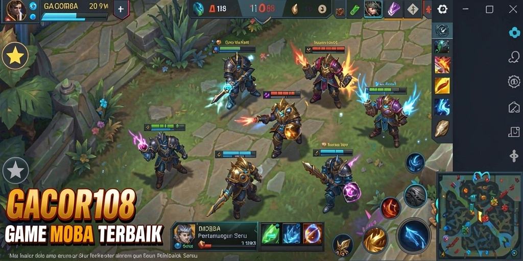 Tampilan screenshot gameplay seru di GACOR108 yang menunjukkan pertempuran tim.