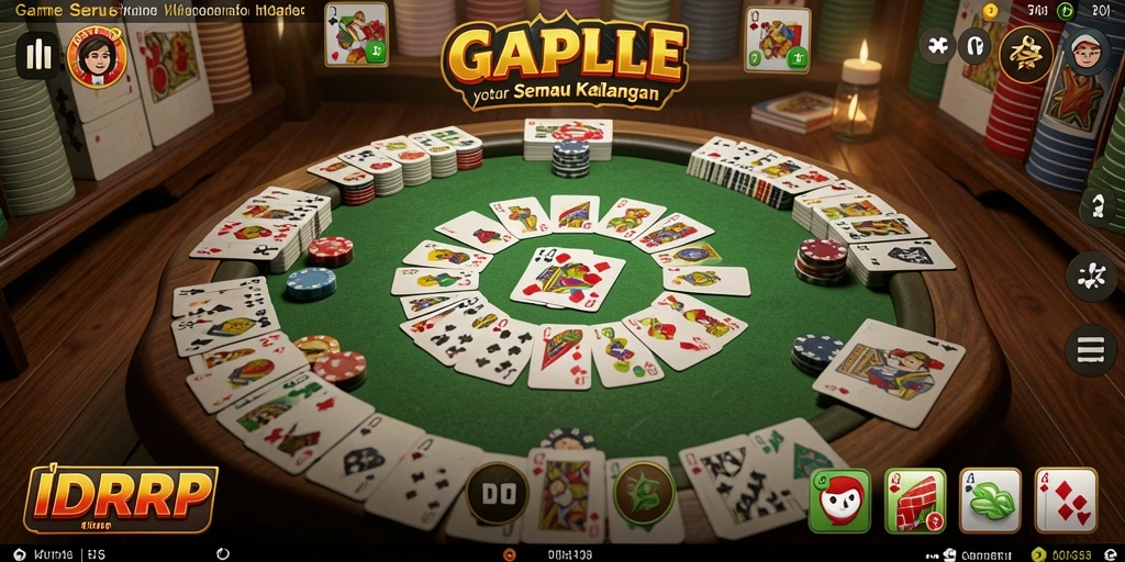 Tampilan gameplay IDRRP yang menarik saat permainan Gaple berlangsung.