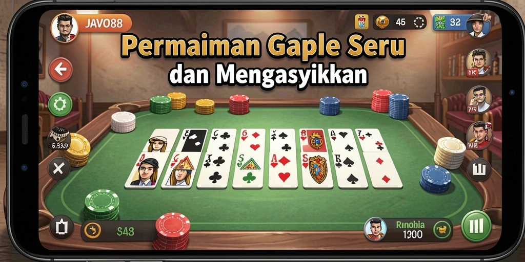 Tampilan gameplay seru dalam permainan Gaple JAVO88.