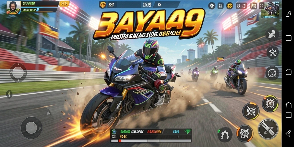 Tampilan menarik dari balapan motor yang intens dan mendebarkan.