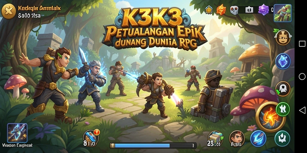 Tampilan gameplay RPG K3K3 yang memukau dan penuh aksi.