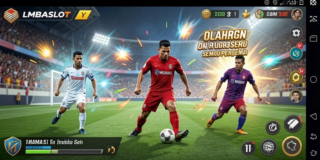Gambaran aksi seru dalam game olahraga LMBASLOT.