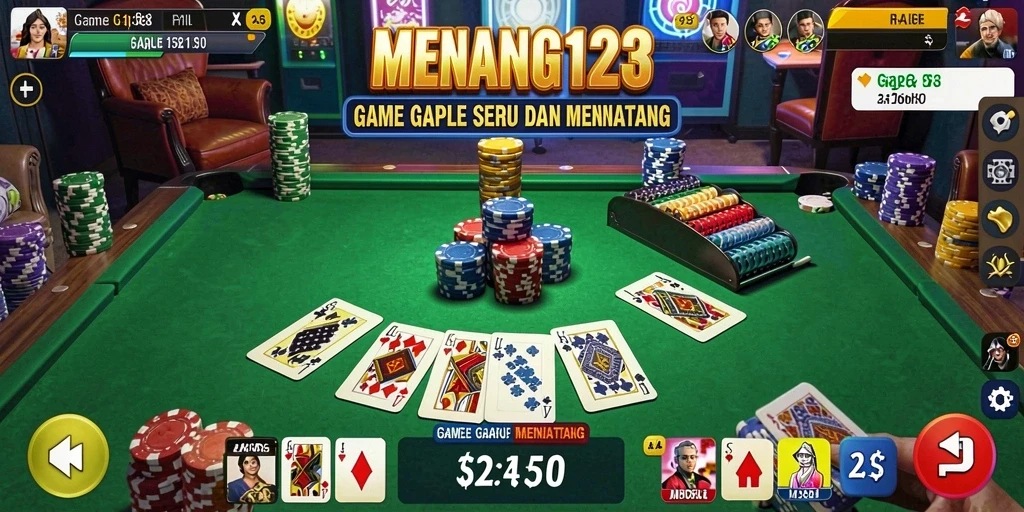 Tampilan seru gameplay Gaple di MENANG123.