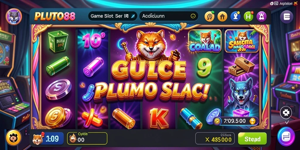 Tampilan gameplay seru di PLUTO88 dengan berbagai tema slot.
