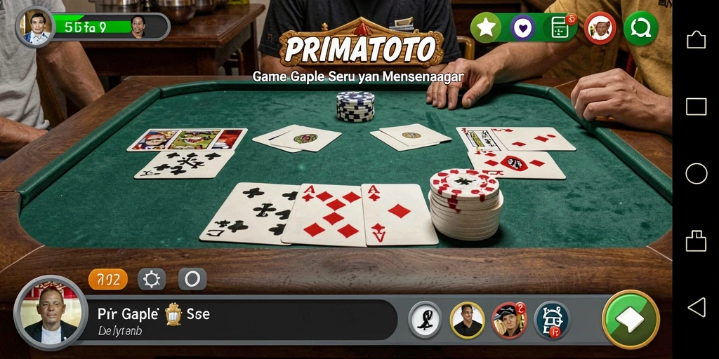 Tampilan menarik gameplay PRIMATOTO dalam permainan Gaple.