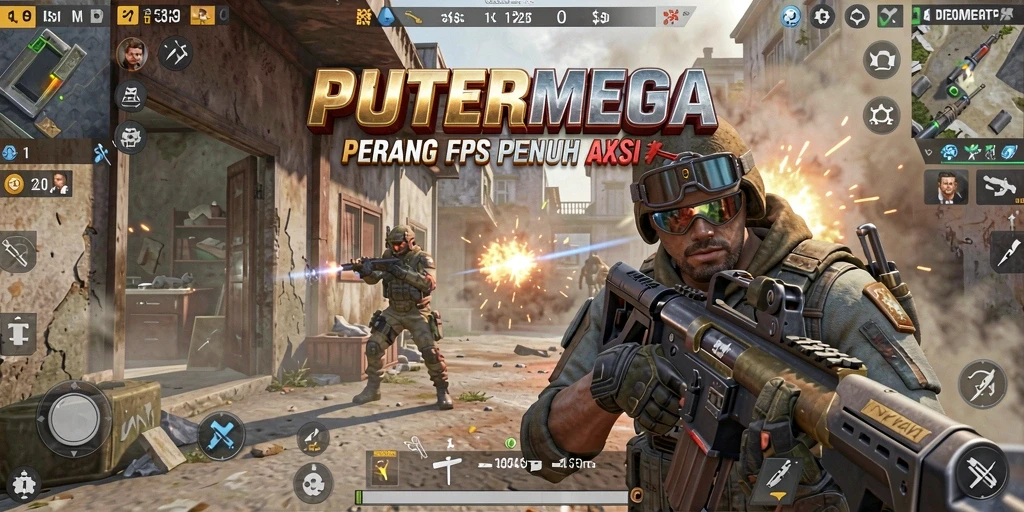 Gameplay FPS menegangkan dalam PUTERMEGA.