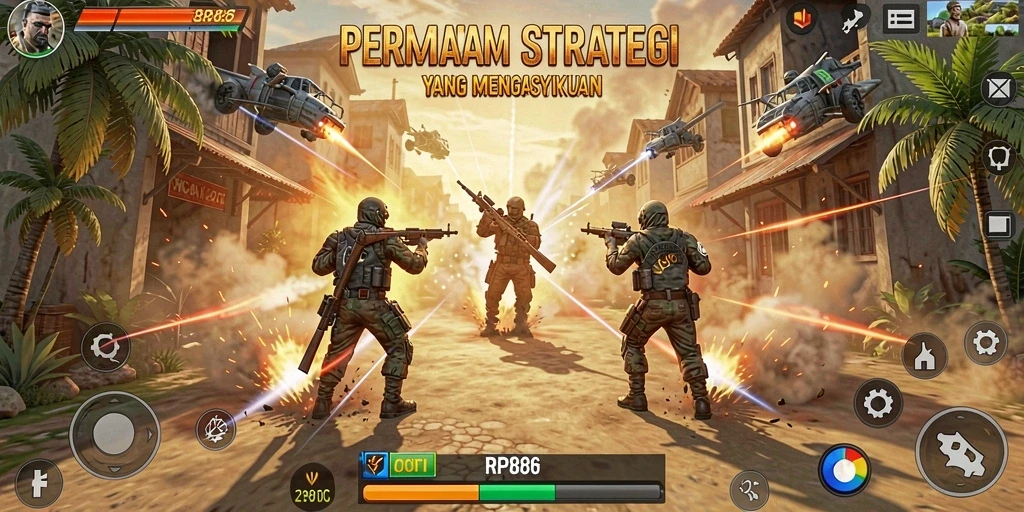 Screenshot gameplay menampilkan pertempuran seru di RP886.