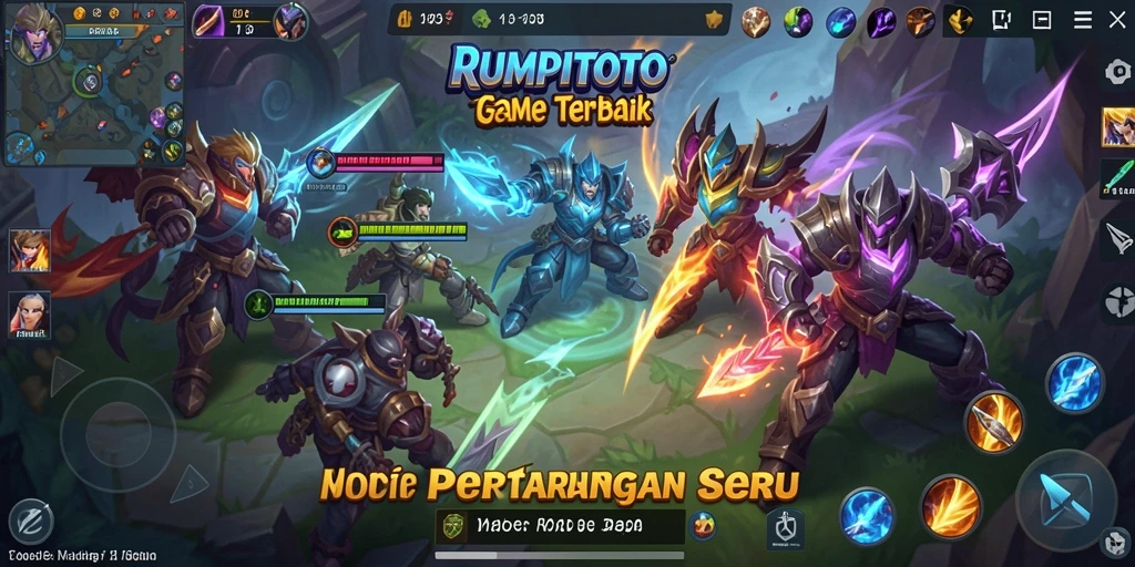 Gameplay seru RUMPITOTO dengan pertarungan tim yang intens.