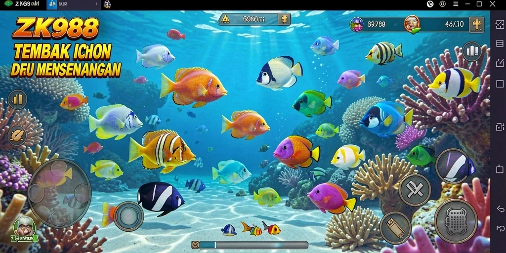 Tampilan menangkap ikan yang seru di ZK988.