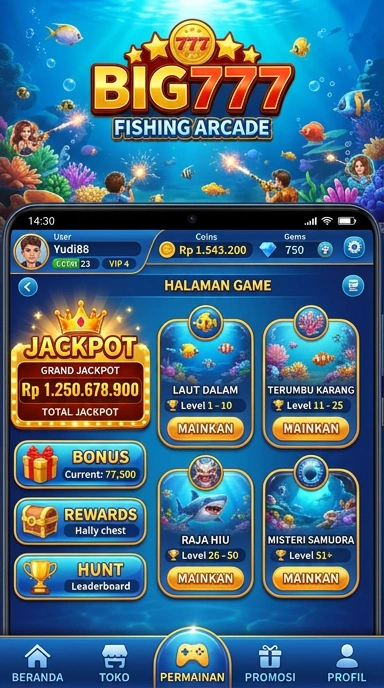 Tampilan utama aplikasi big777 yang menarik.